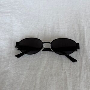 Black Oval Sunglasses - Minimal Metal Frame